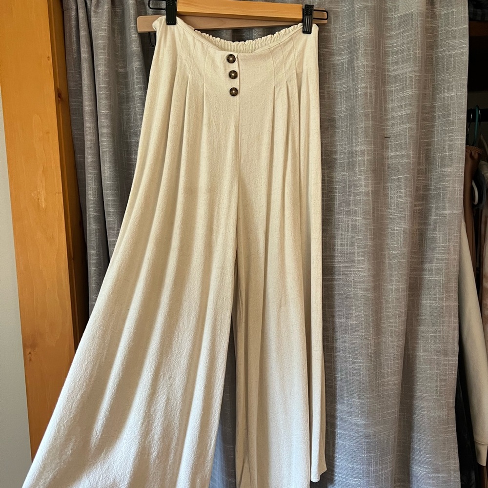 Elegant Cream Wide-Leg Pants